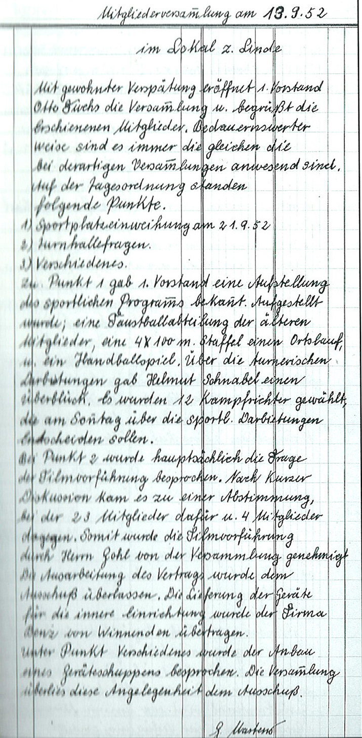 Erste Turnerriege nach dem Krieg